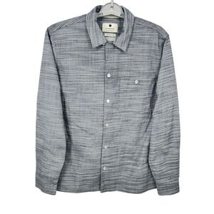 Anerkjendt Akkurt LS‎ Slub Shirt Mens Medium Relaxed Fit Blue Grey Button Up